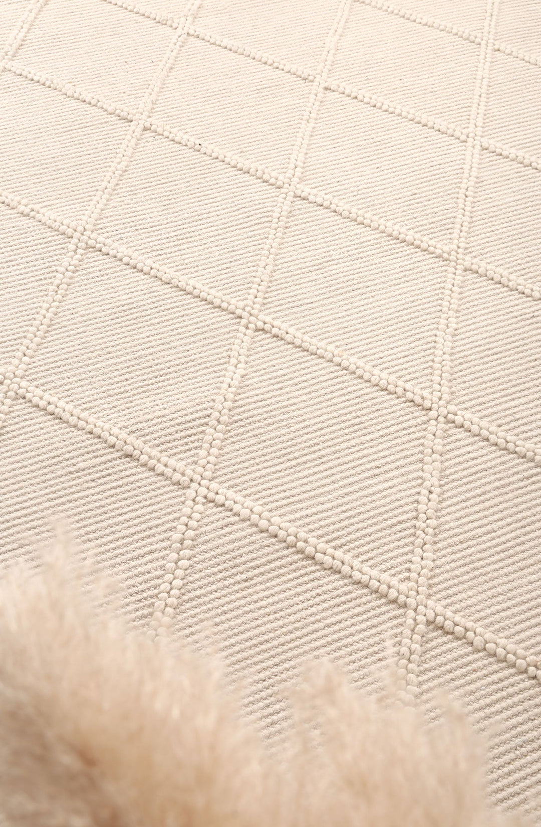 Goa Lattice Wool Blend Cream Rug (No Tassel) - DLB Furniture