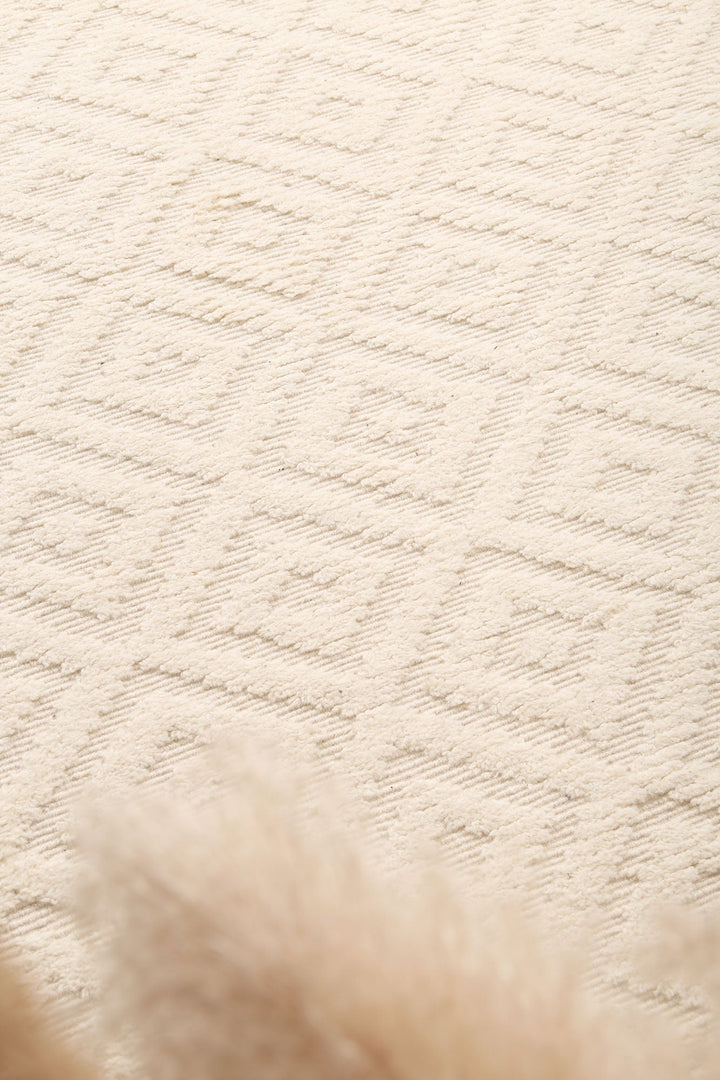 Goa Diamond Wool Blend Cream Rug - DLB Furniture