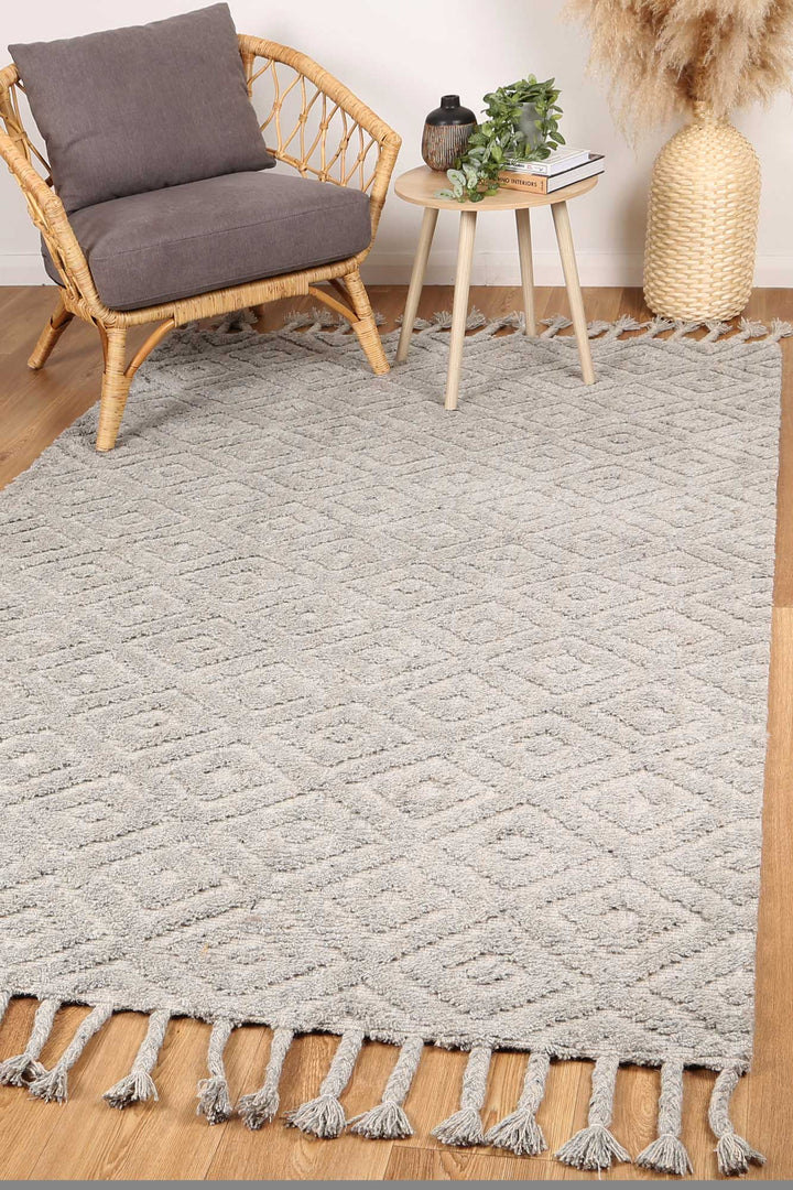 Goa Diamond Wool Blend Grey Rug - DLB Furniture
