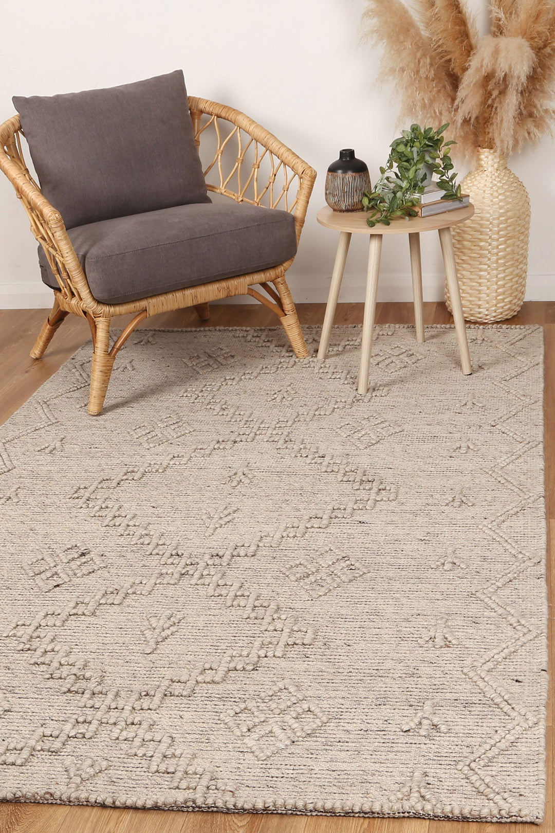 Goa Aztec Wool Blend Ash Rug (No Tassel) - DLB Furniture