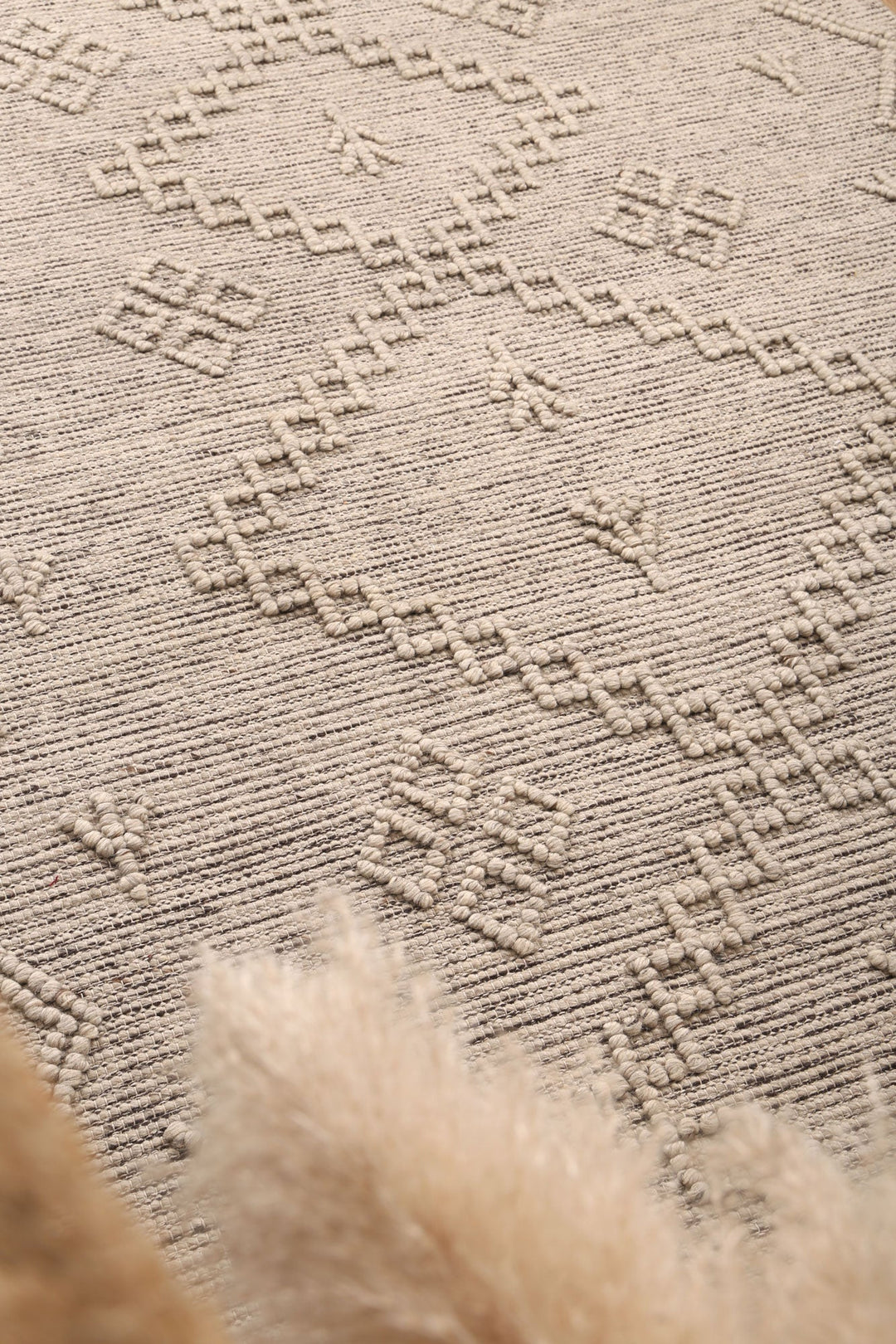 Goa Aztec Wool Blend Ash Rug (No Tassel) - DLB Furniture