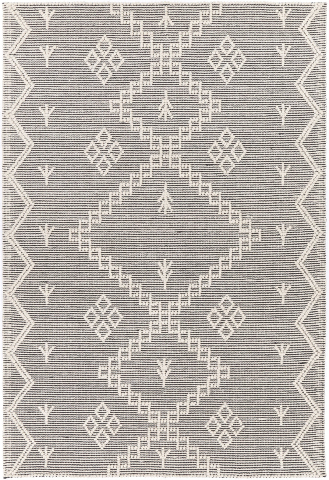 Goa Aztec Wool Blend Cream Rug (No Tassel) - DLB Furniture
