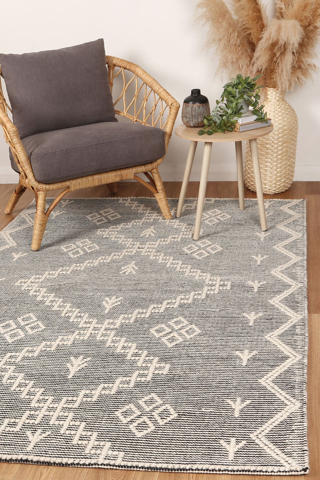 Goa Aztec Wool Blend Cream Rug (No Tassel) - DLB Furniture