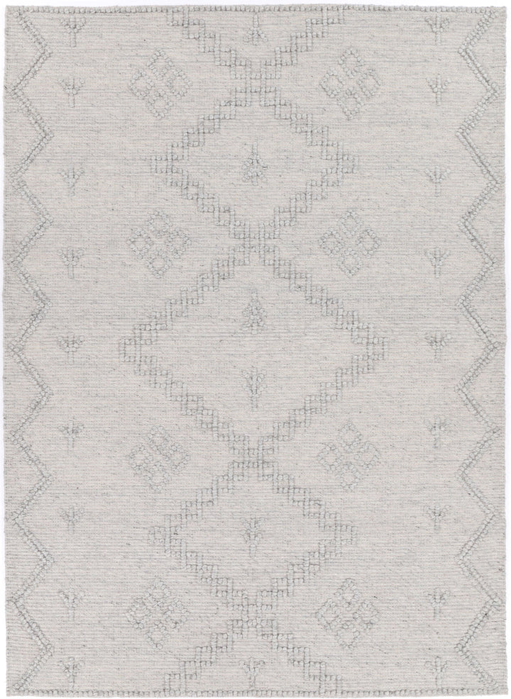 Goa Aztec Wool Blend Grey Rug (No Tassel) - DLB Furniture