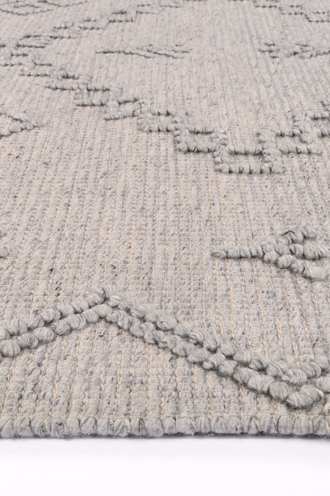 Goa Aztec Wool Blend Grey Rug (No Tassel) - DLB Furniture