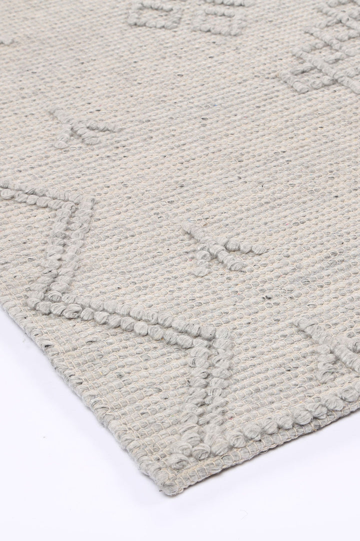 Goa Aztec Wool Blend Grey Rug (No Tassel) - DLB Furniture