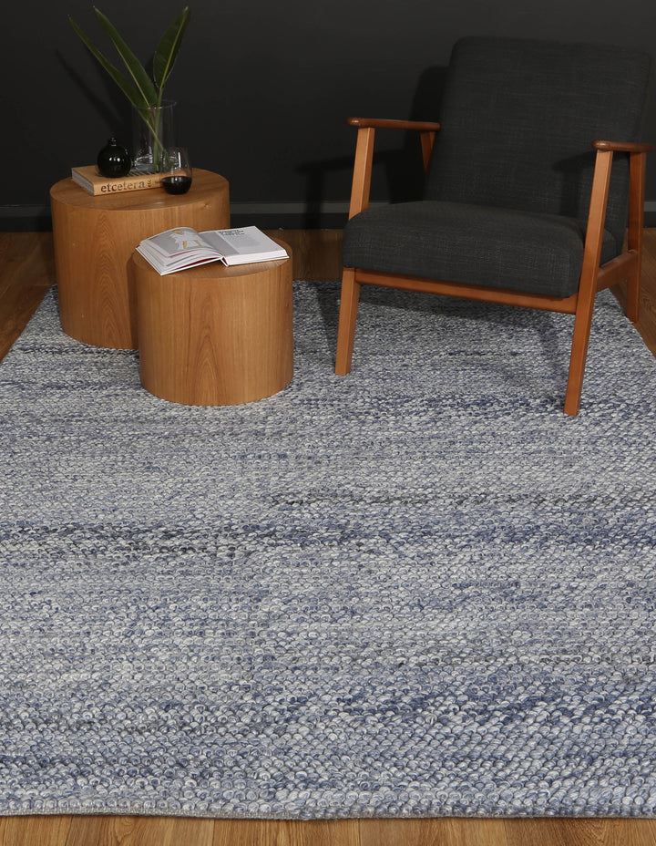 Harlow Loopy Blue Wool Blend Rug - DLB Furniture