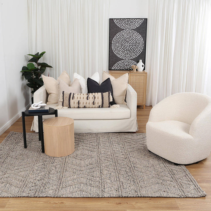 Himalaya Lattice Tribal Ash Wool Rug - DLB Furniture