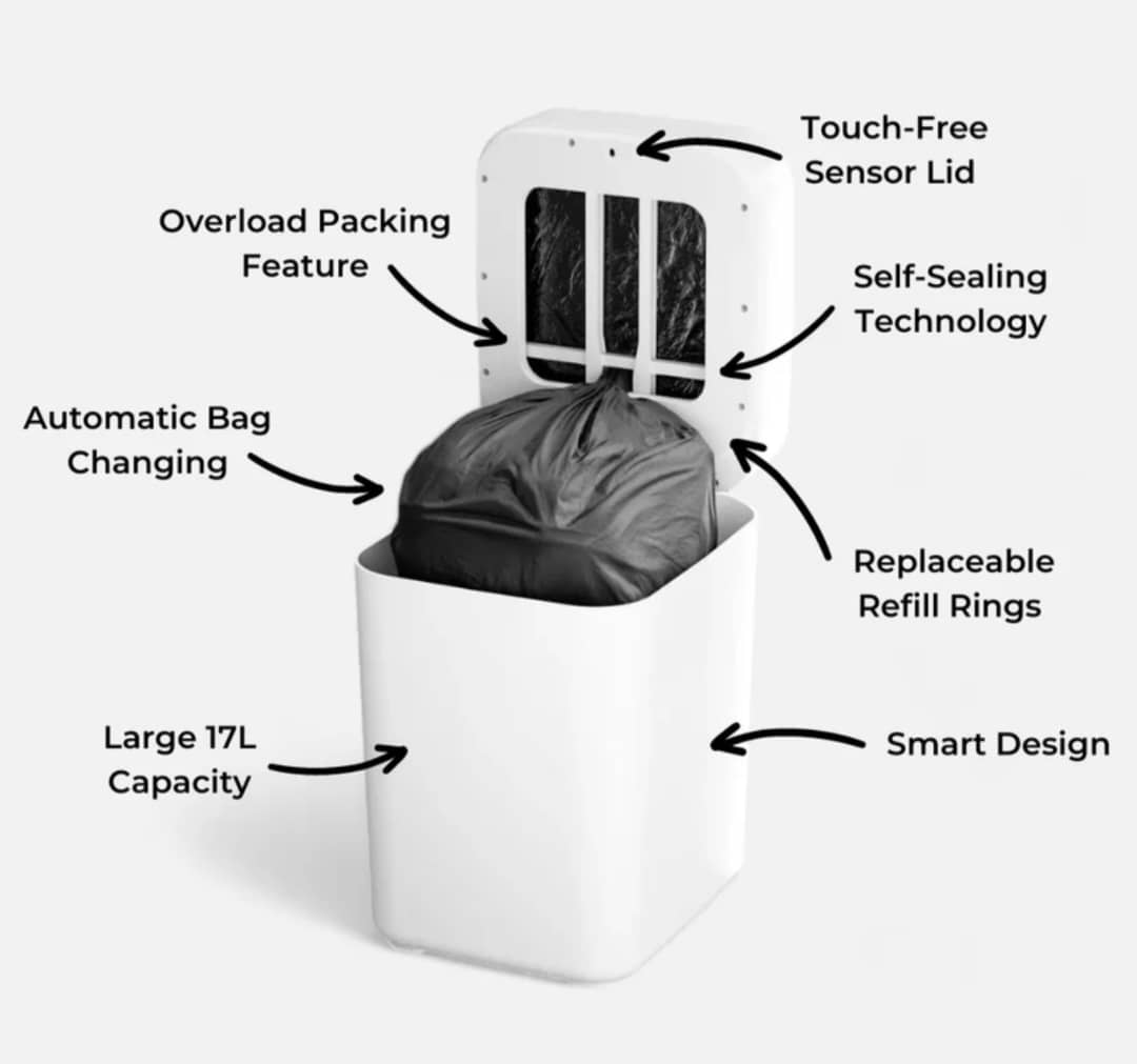 Automatic Smart Trash Can with Sensor for Self-Packaging and Bag Changing - DLB Furniture