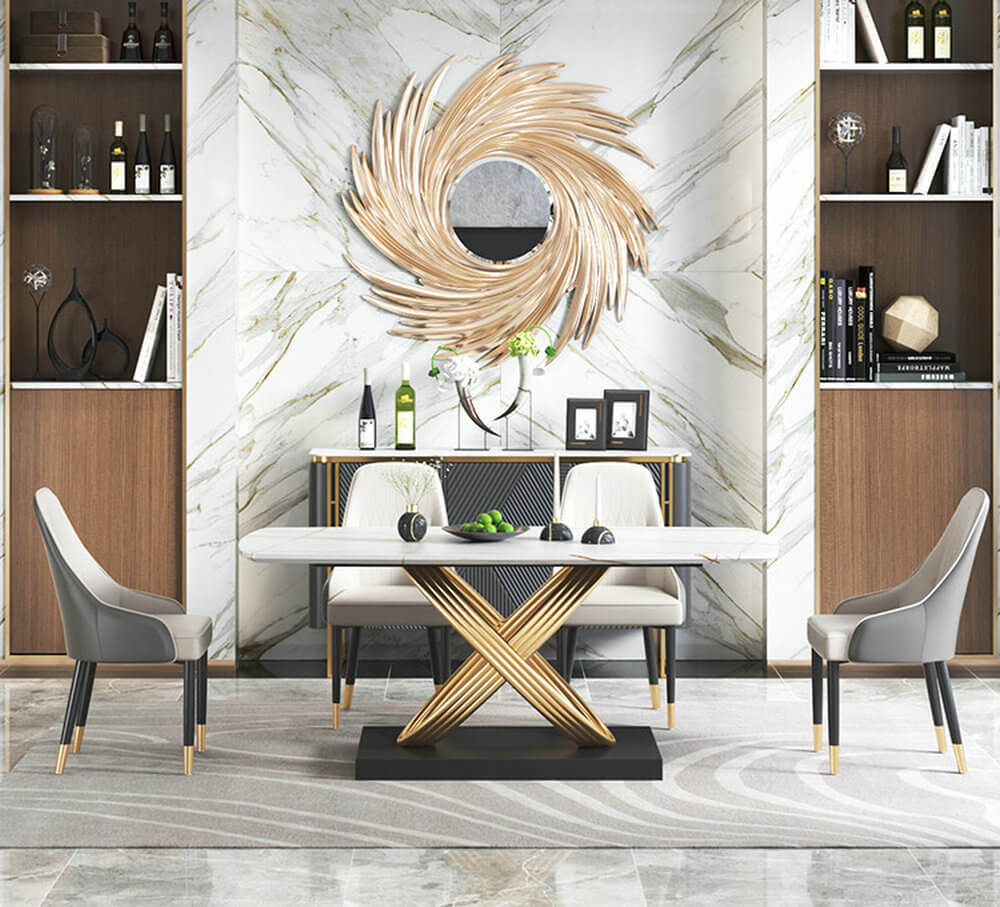 Mana Black Marble Top Dining Table with Silver or Black Base - DLB Furniture