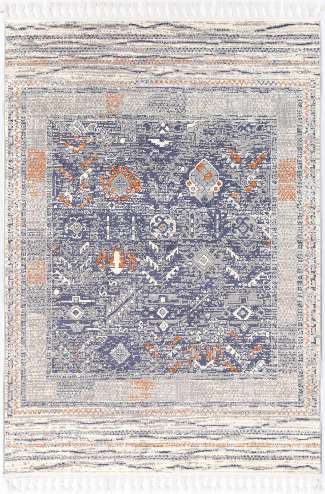 Inca Santiago Blue & Cream Contemporary Rug - DLB Furniture