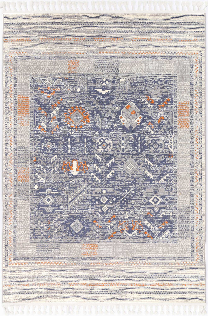 Inca Santiago Blue & Cream Contemporary Rug - DLB Furniture