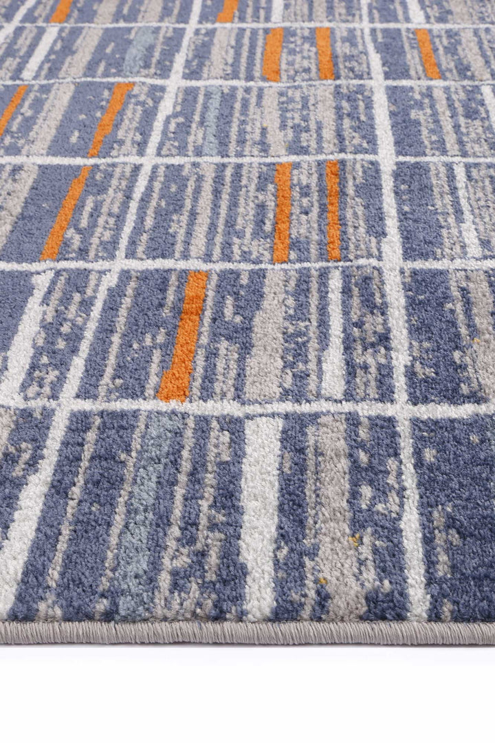 Inca Talca Blue & Orange Contemporary Rug - DLB Furniture