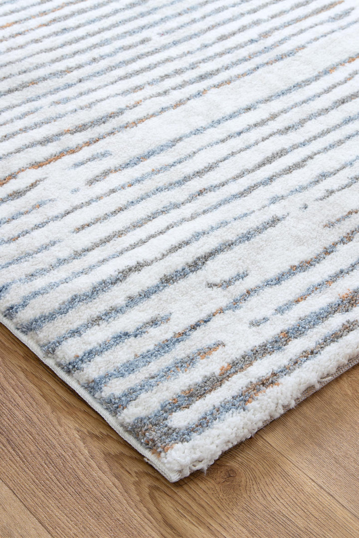 Indulgence Distressed Lines Blue Rug - INDU005