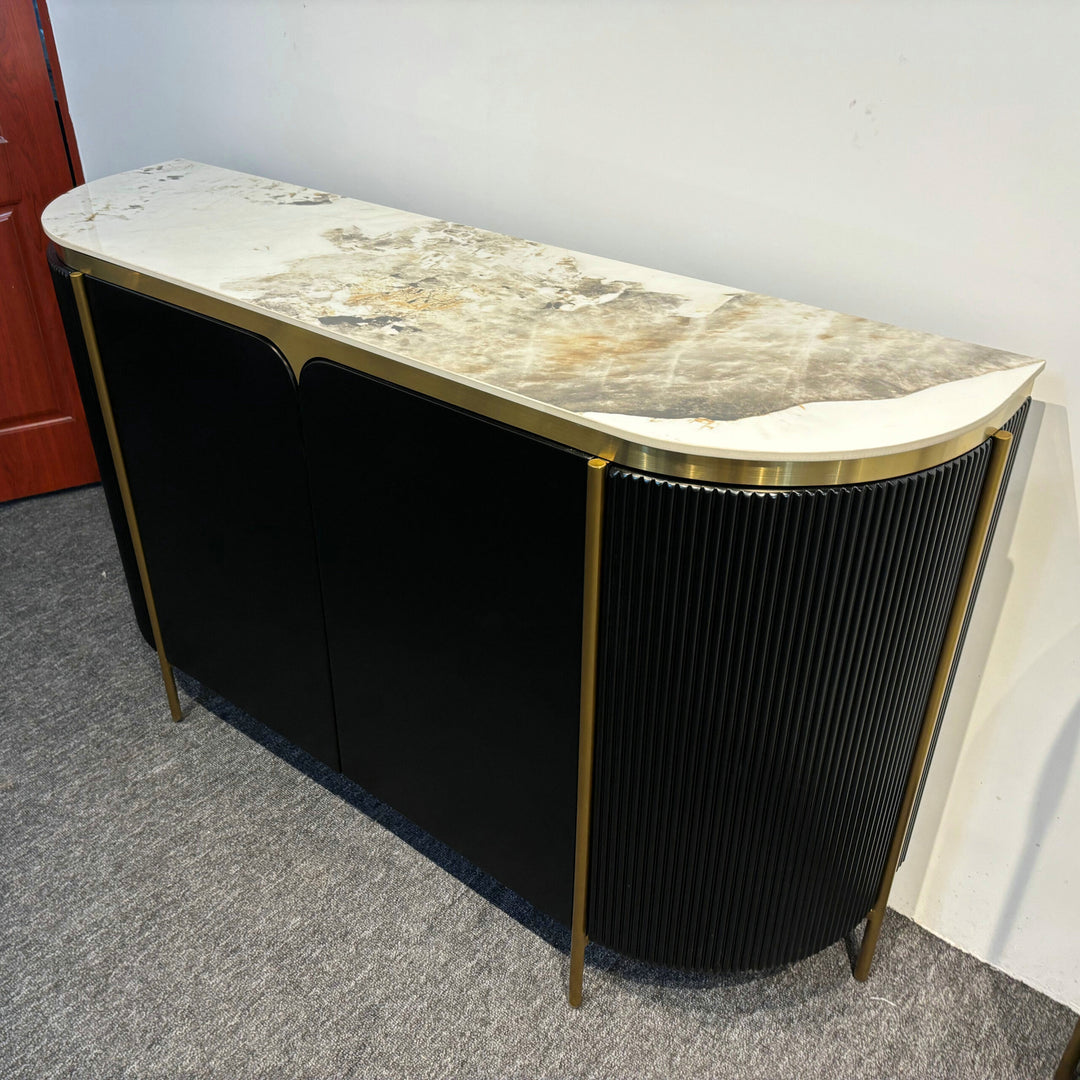 Catalyst Buffet Table Sintered Stone Top Black 120/150cm - DLB Furniture