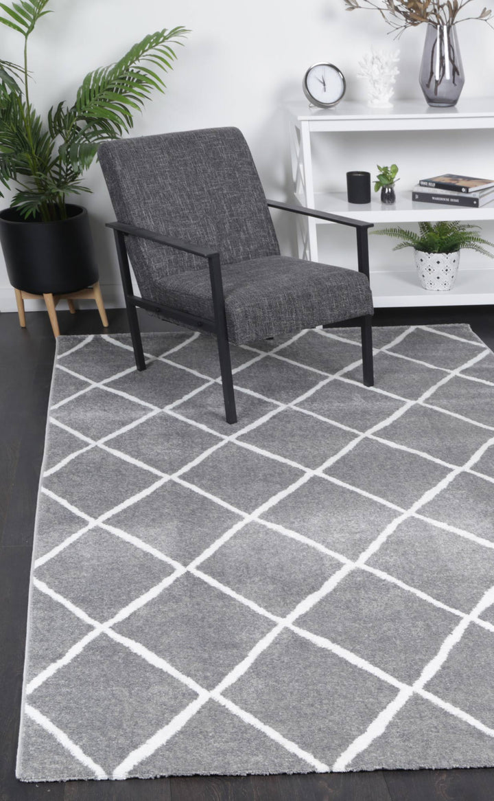 Kimberley Trellis Grey Contemporary Rug - DLB Furniture