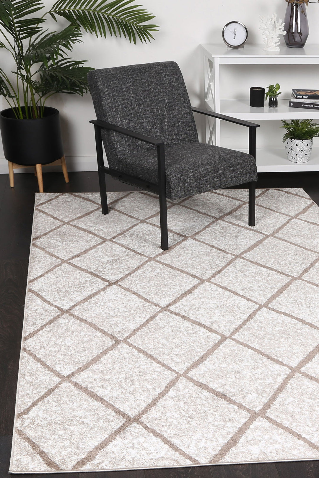 Kimberley Trellis Latte Contemporary Rug - DLB Furniture