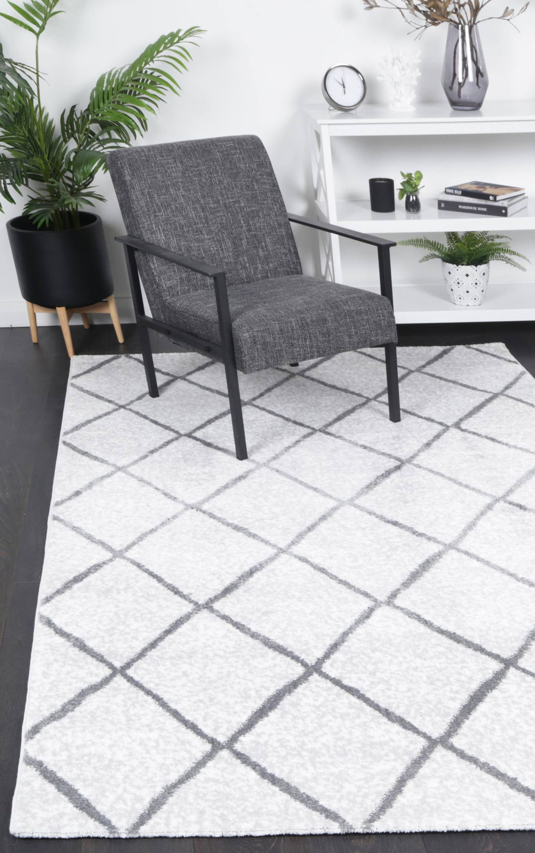 Kimberley Trellis Silver Contemporary Rug - DLB Furniture