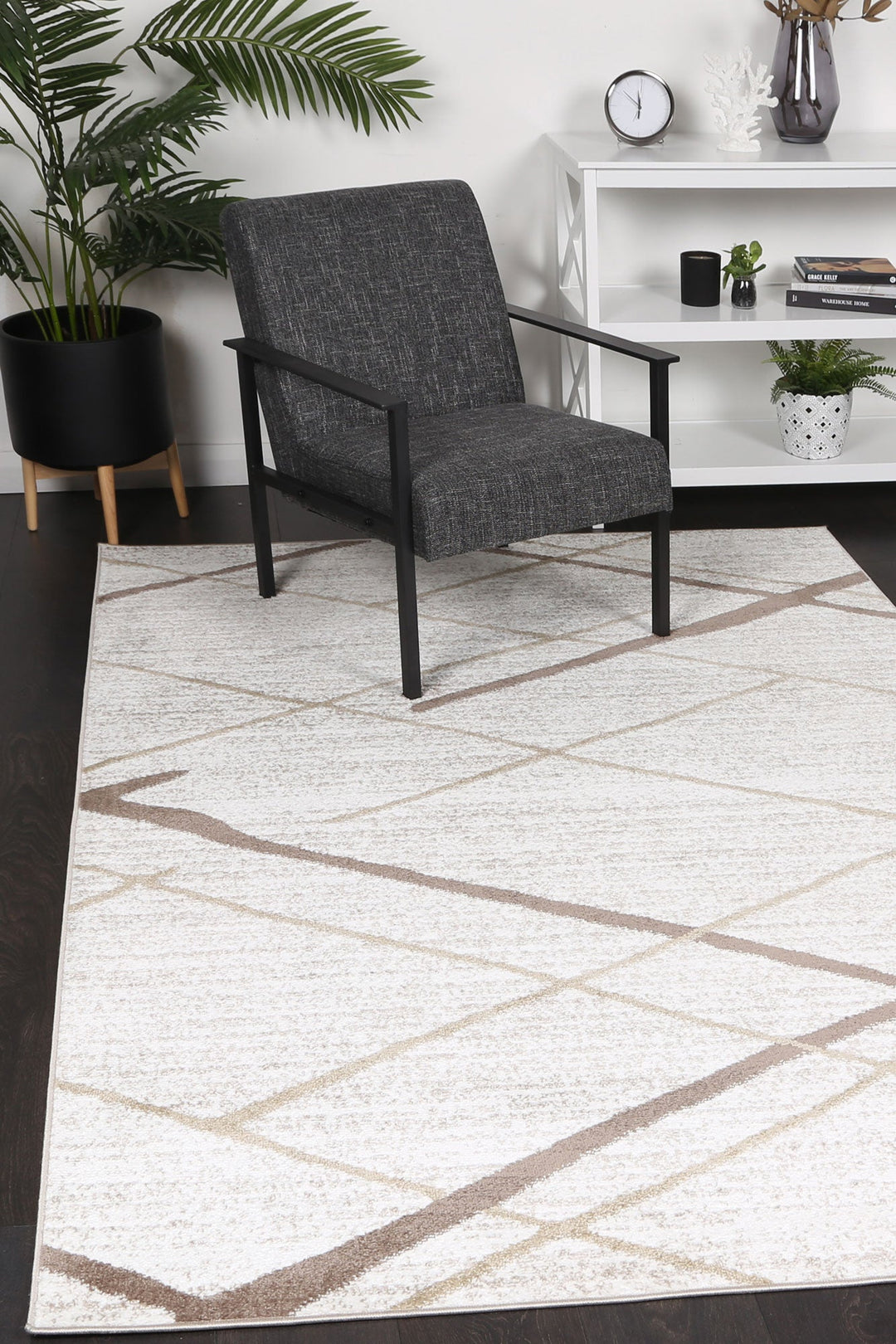 Kimberley Lattice Latte Contemporary Rug - DLB Furniture