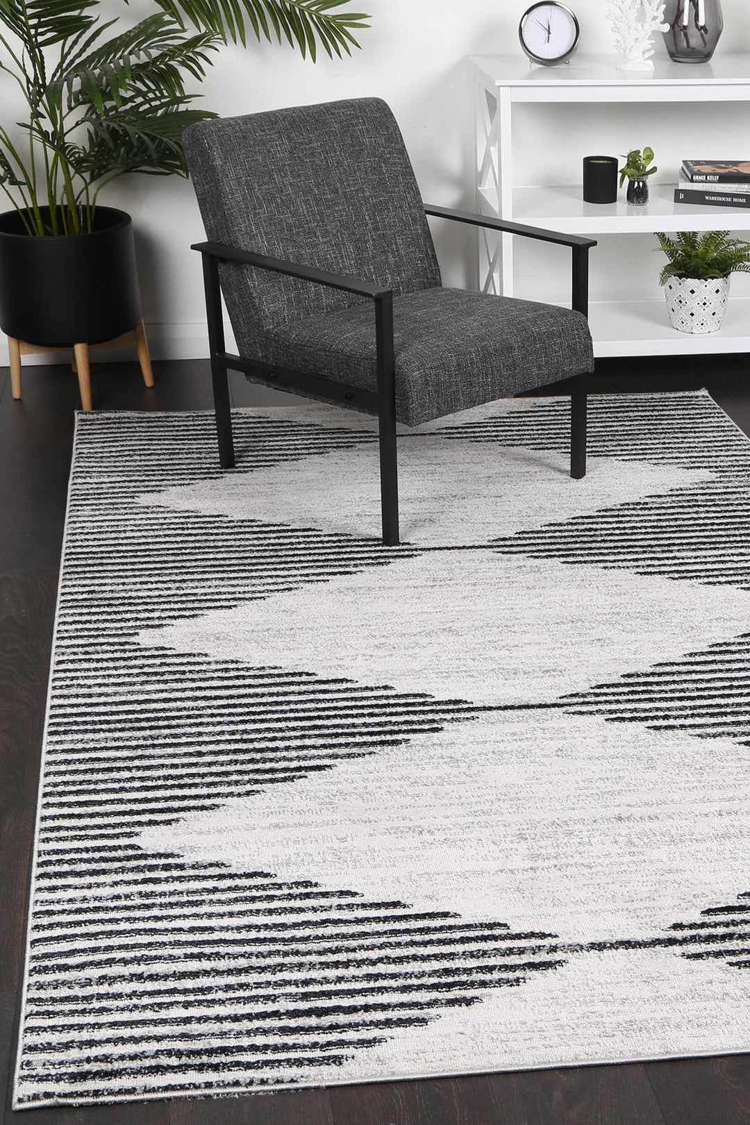 Kimberley Diamond Charcoal Contemporary Rug - DLB Furniture