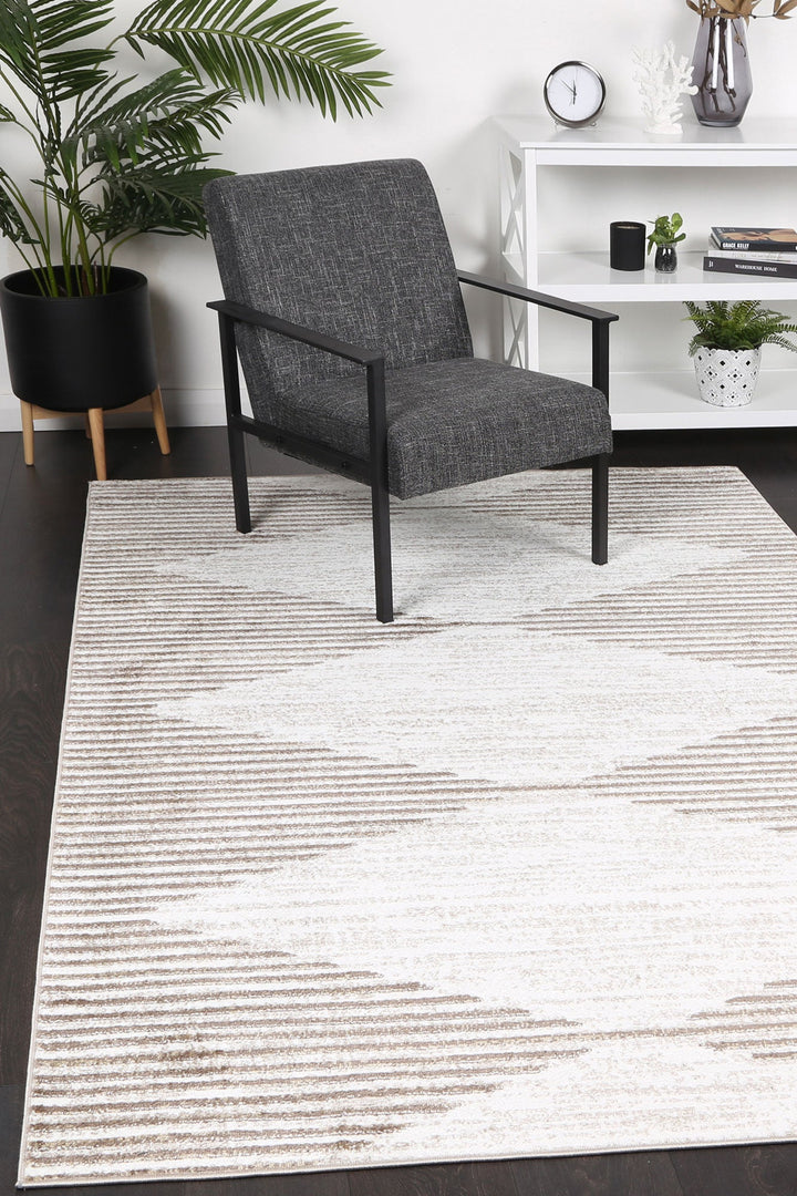 Kimberley Diamond Latte Contemporary Rug - DLB Furniture