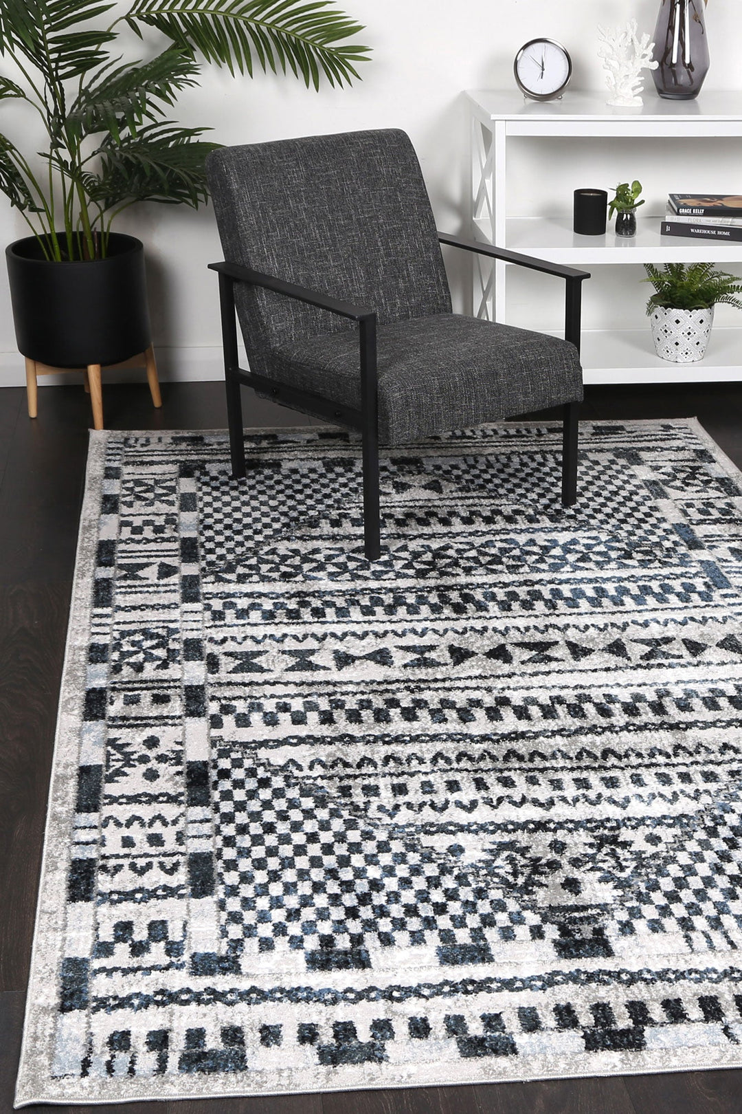 Kimberley Aztec Blue Contemporary Rug - DLB Furniture