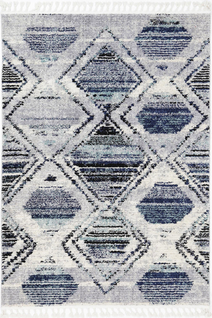 Mansour Diamond Blue Geometric Rug - 4BLUE - DLB Furniture