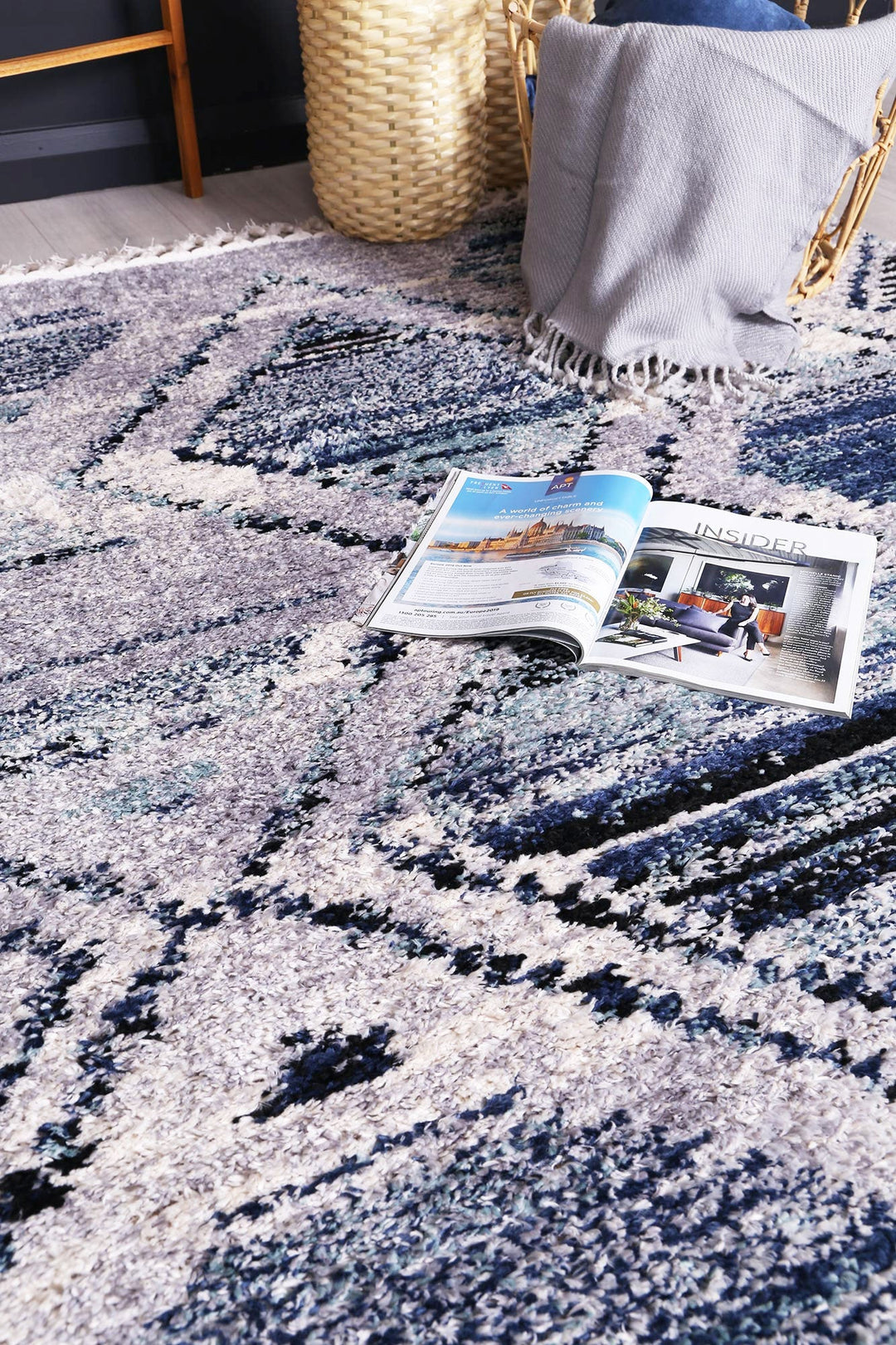 Mansour Diamond Blue Geometric Rug - 4BLUE - DLB Furniture