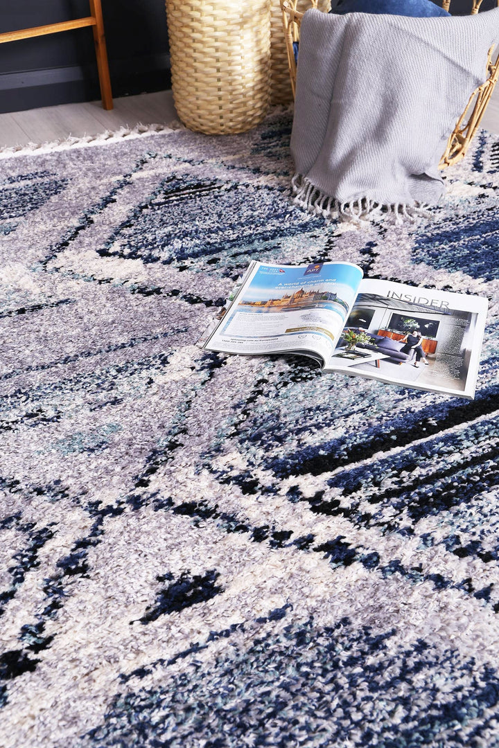 Mansour Diamond Blue Geometric Rug - 4BLUE - DLB Furniture