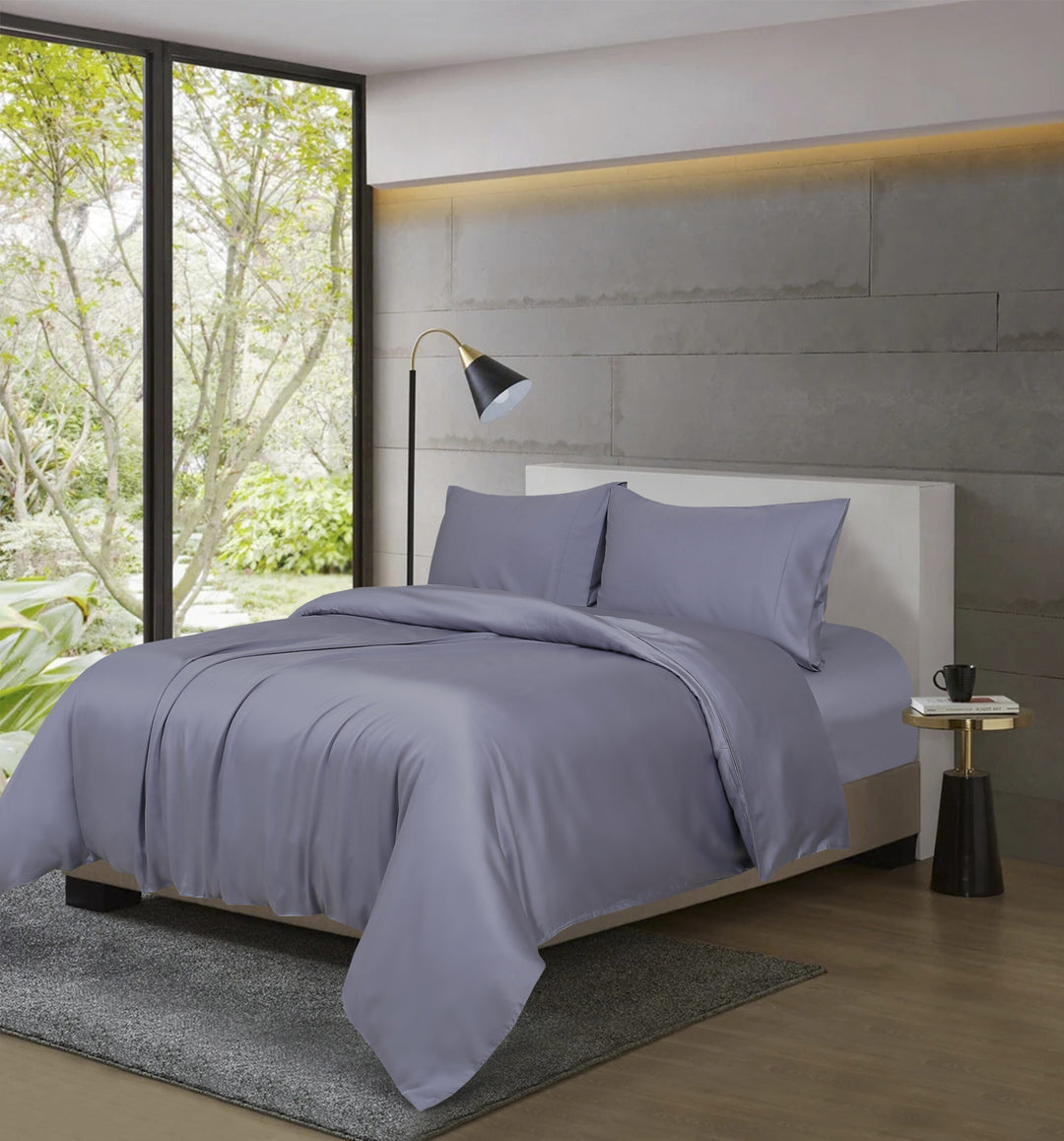 100% Tencel Fabric Quilt Cover Set Purple - DLB Furniture