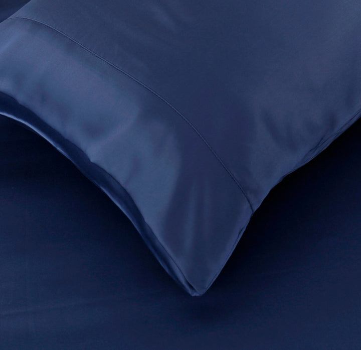 100% Tencel Fabric Quilt Cover Set Navy - DLB Furniture