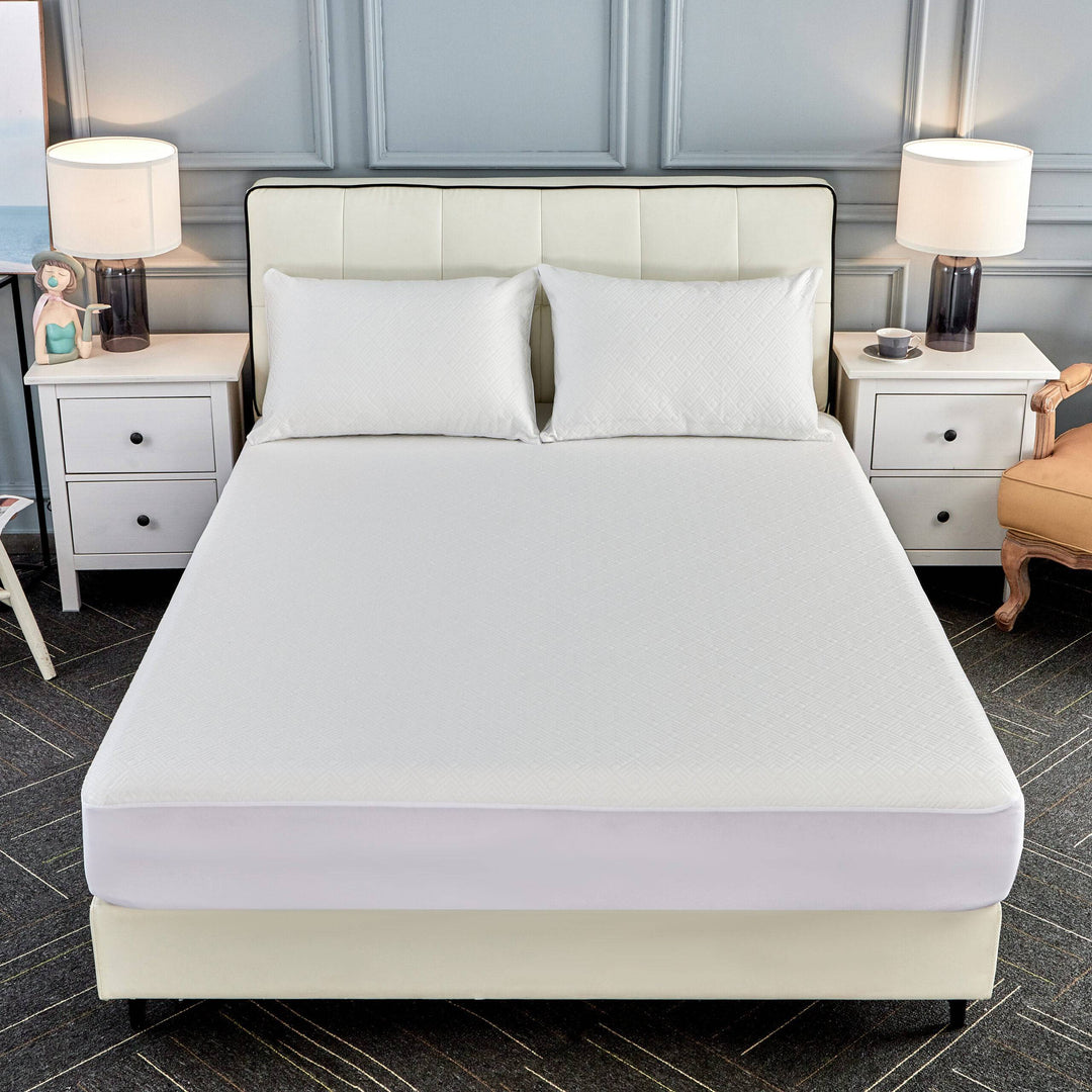 Waterproof Mattress Protector Tencel Fabric White Queen - Easy Home Furniture