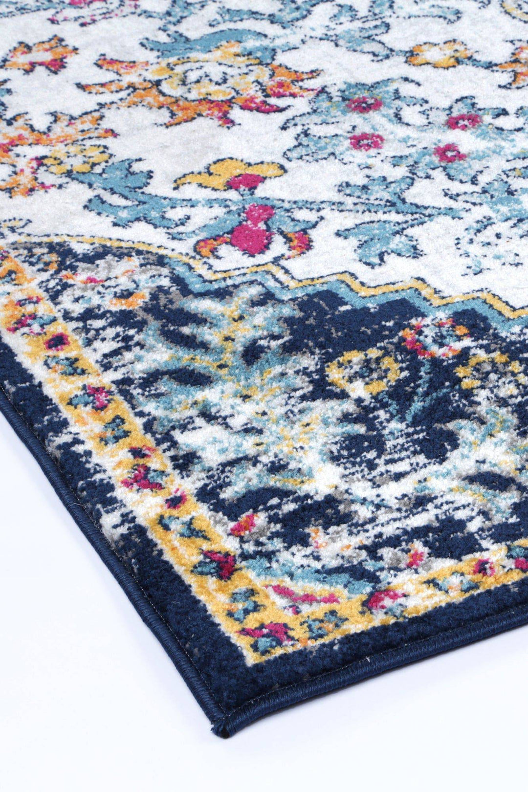 Provence Stonewashed Light Grey & Dark Blue Rug - DLB Furniture