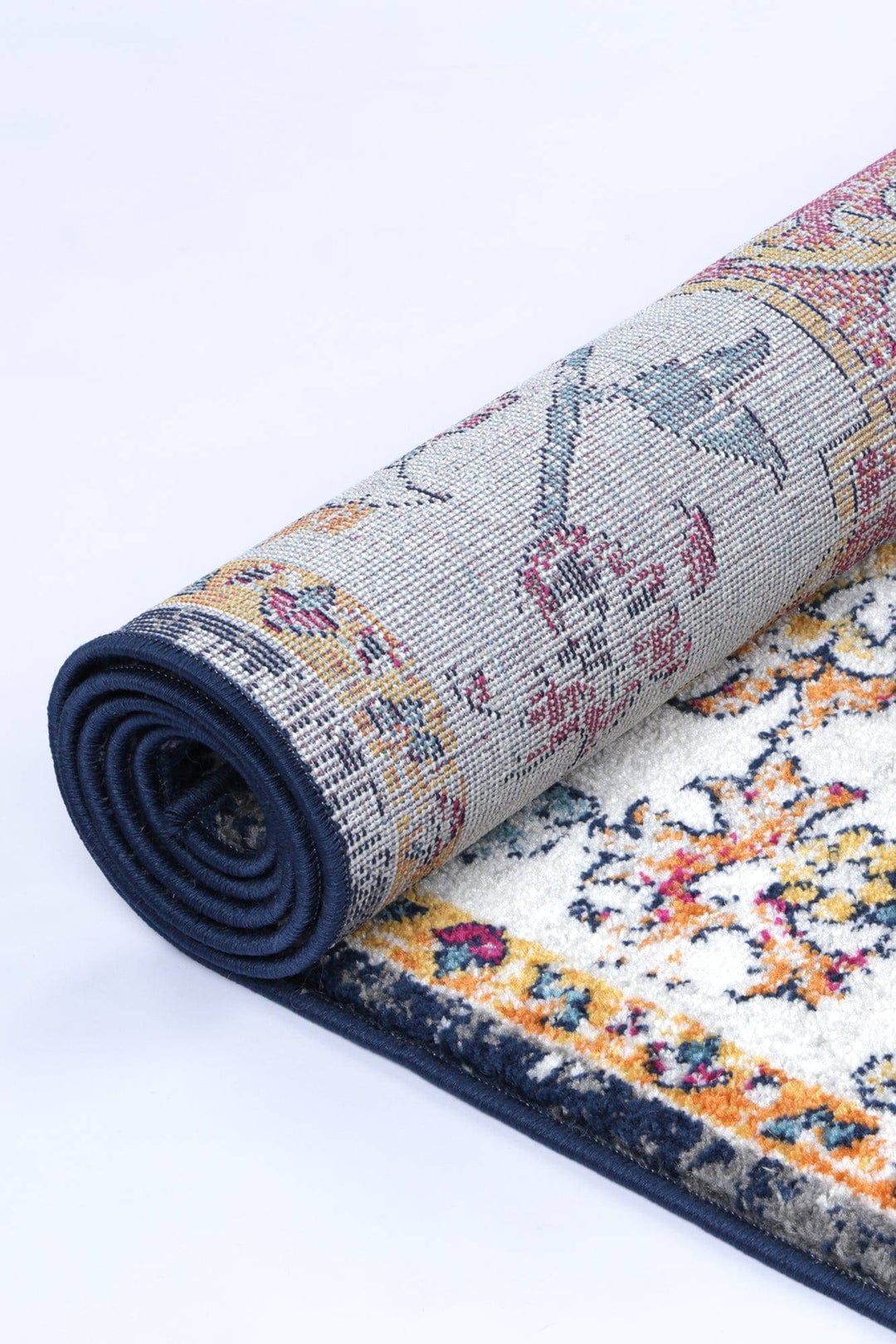 Provence Stonewashed Light Grey & Dark Blue Rug - DLB Furniture