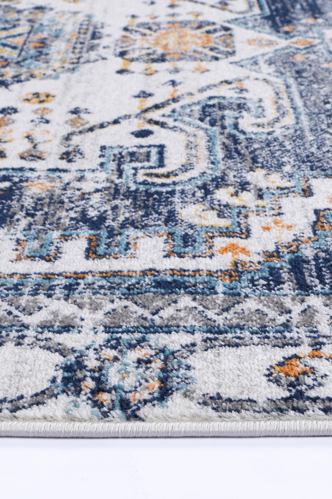 Provence Sunburst Dark Blue & Cream Rug - DLB Furniture