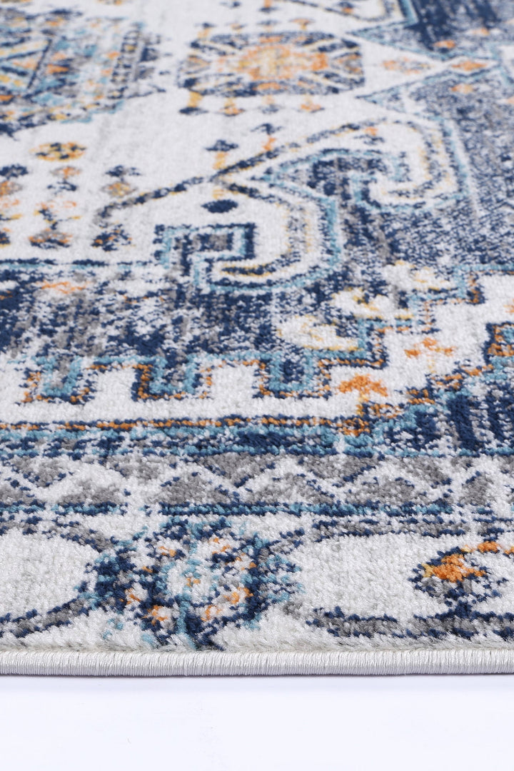 Provence Sunburst Dark Blue & Cream Rug - DLB Furniture