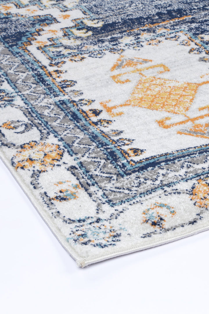 Provence Sunburst Dark Blue & Cream Rug - DLB Furniture