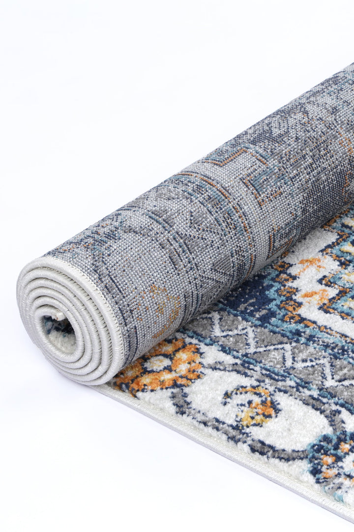 Provence Sunburst Dark Blue & Cream Rug - DLB Furniture