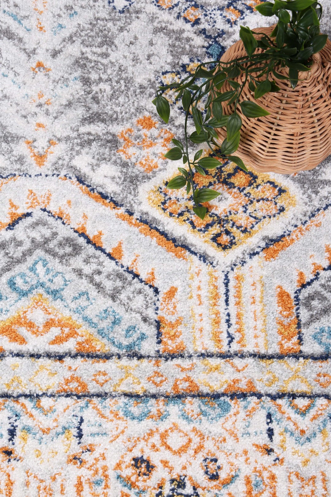 Provence Interlocking Grey & Terracotta Rug - DLB Furniture