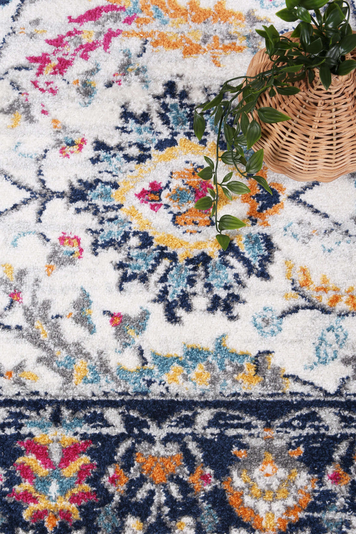 Provence Clayfield Cream & Dark Blue Rug - DLB Furniture