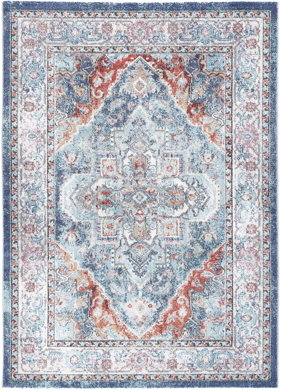 Salsa Maykel Blue & Terracotta Transitional Rug - DLB Furniture