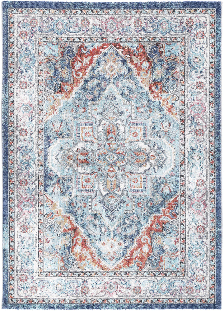 Salsa Maykel Blue & Terracotta Transitional Rug - DLB Furniture