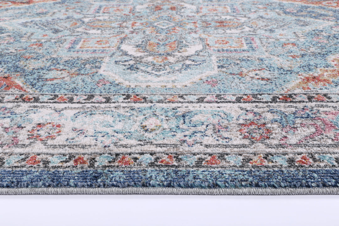 Salsa Maykel Blue & Terracotta Transitional Rug - DLB Furniture