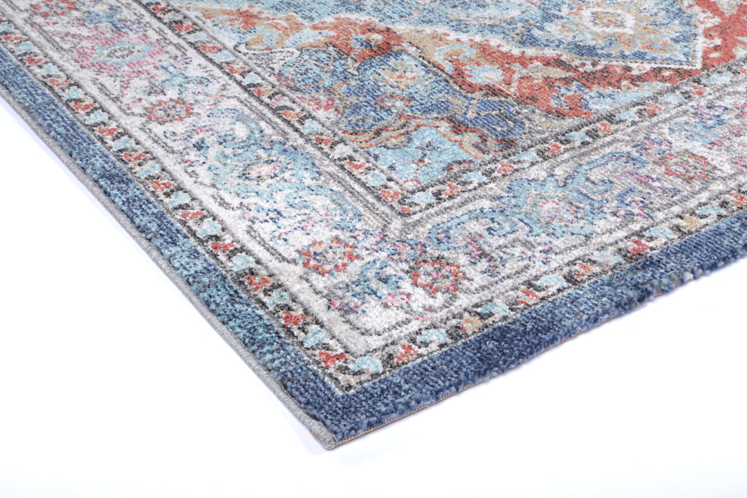 Salsa Maykel Blue & Terracotta Transitional Rug - DLB Furniture