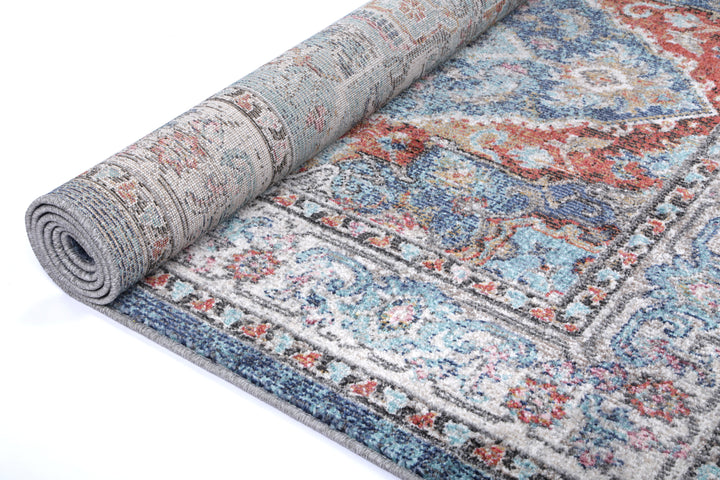 Salsa Maykel Blue & Terracotta Transitional Rug - DLB Furniture