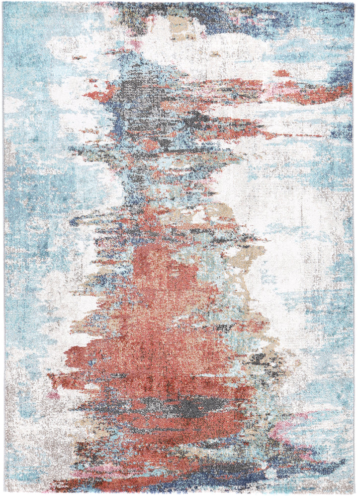 Salsa Jorge Blue & Terracotta Abstract Rug - DLB Furniture