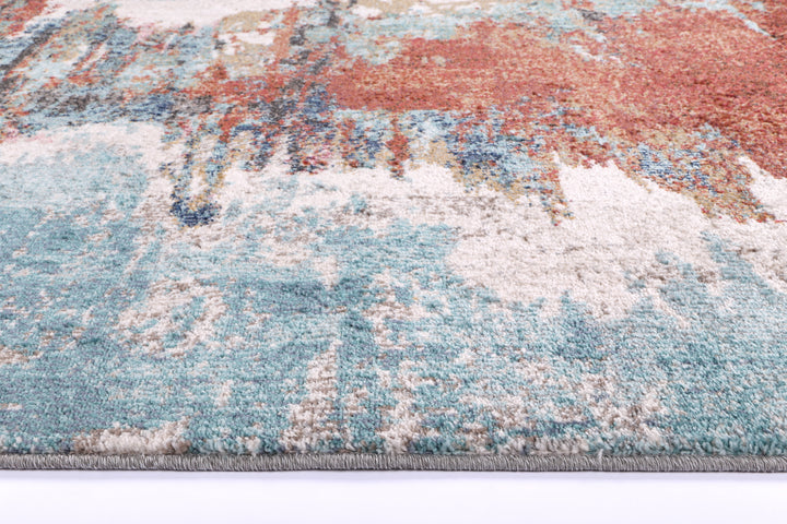 Salsa Jorge Blue & Terracotta Abstract Rug - DLB Furniture