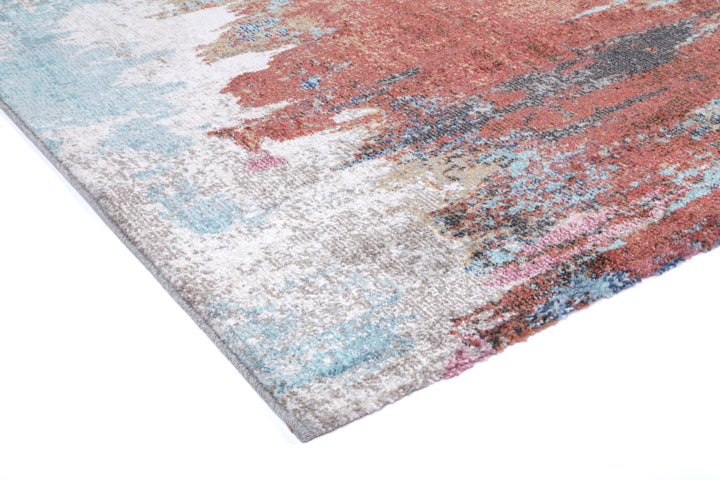 Salsa Jorge Blue & Terracotta Abstract Rug - DLB Furniture