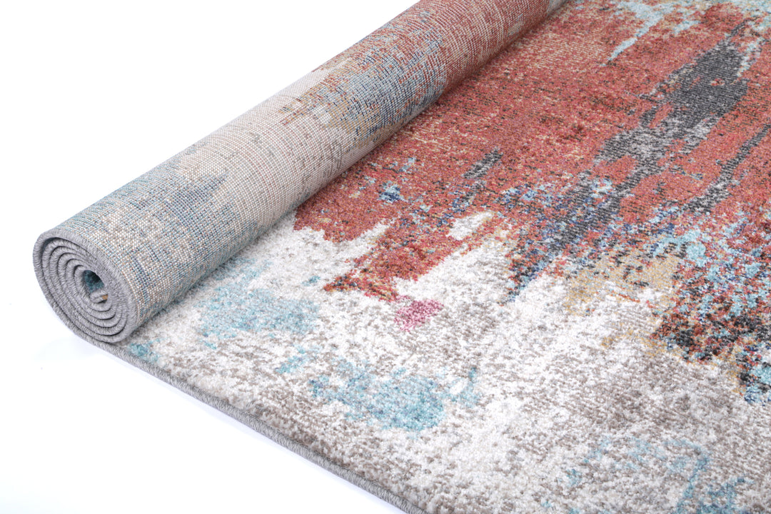 Salsa Jorge Blue & Terracotta Abstract Rug - DLB Furniture