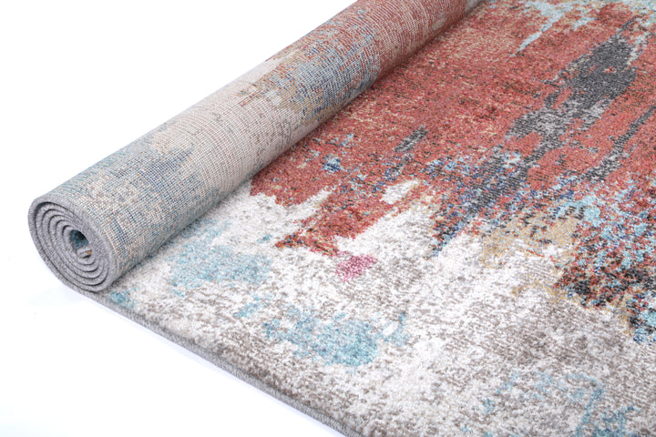Salsa Jorge Blue & Terracotta Abstract Rug - DLB Furniture